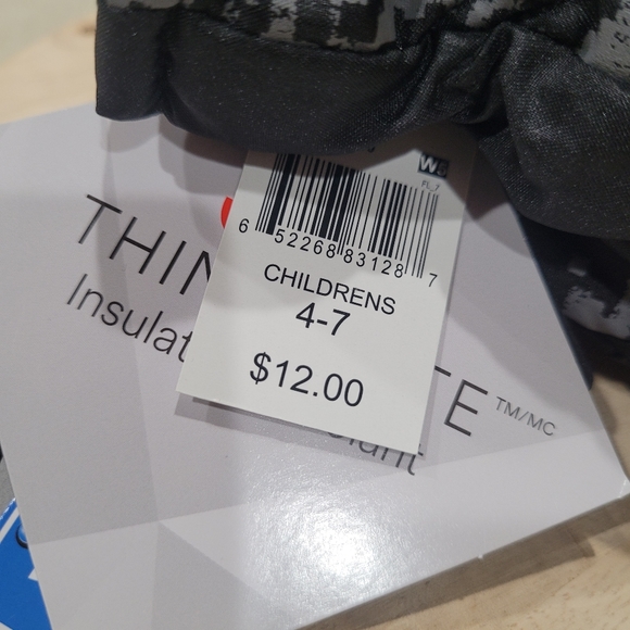 2 Pair Thinsulate 3M Insulation Childrens Winter Gloves Size 4-7 Glow Hand Bones - Picture 4 of 12